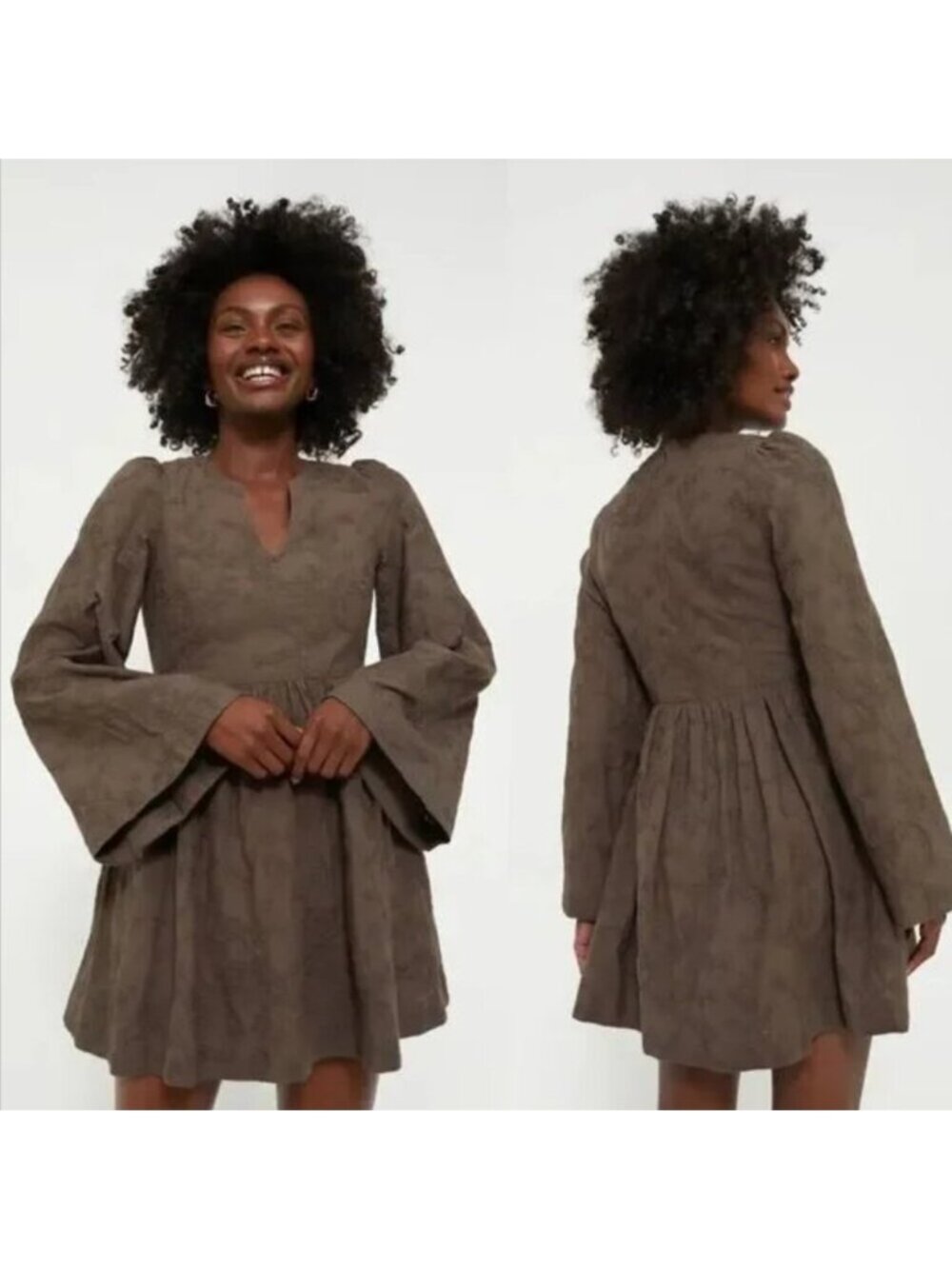Tuckernuck Hyacinth House Becca Floral Embroidered Bell Sleeved Mini Dress XS